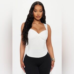 Just a theory sleeveless twist top white fashion nova